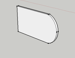 Arrondir les bouts sur un côté les bouts de la surface rectangulaire précédente.